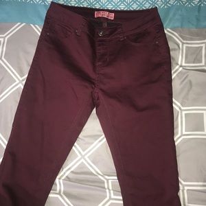 Wax Jean Butt I Love You Burgundy Pants